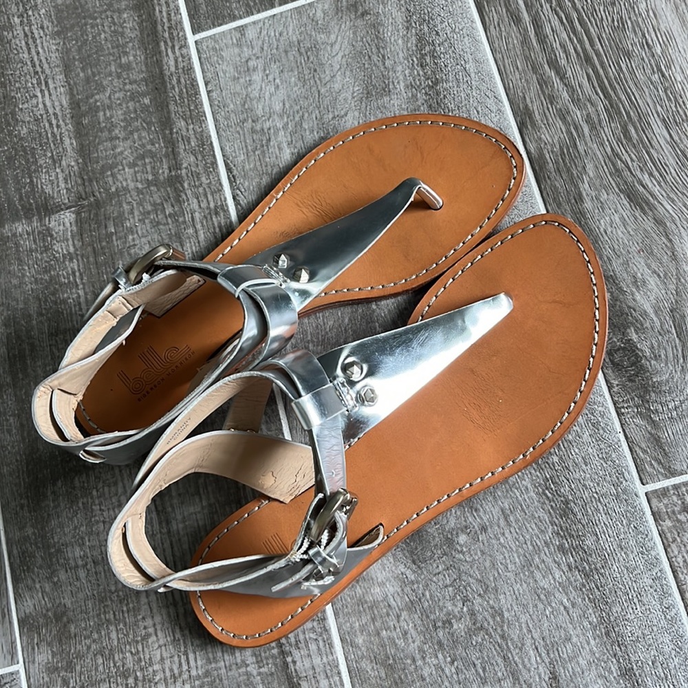 Belle by Sigerson Morrison Strappy Metallic Sandals 7.5